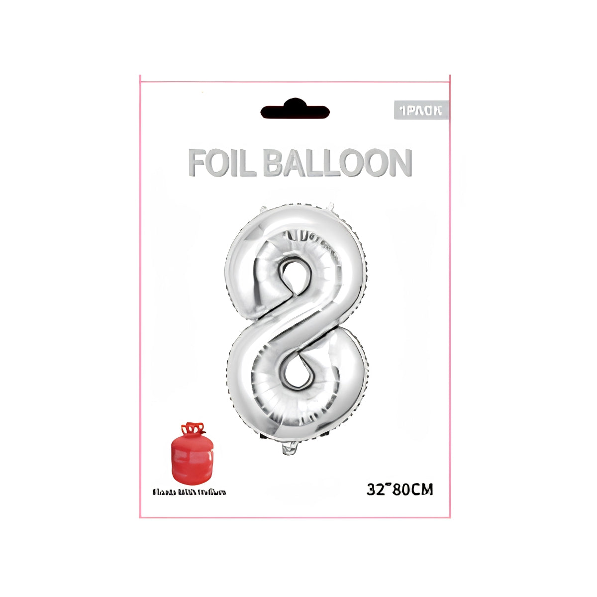Silver Number 8 Foil Balloon 32 Inch