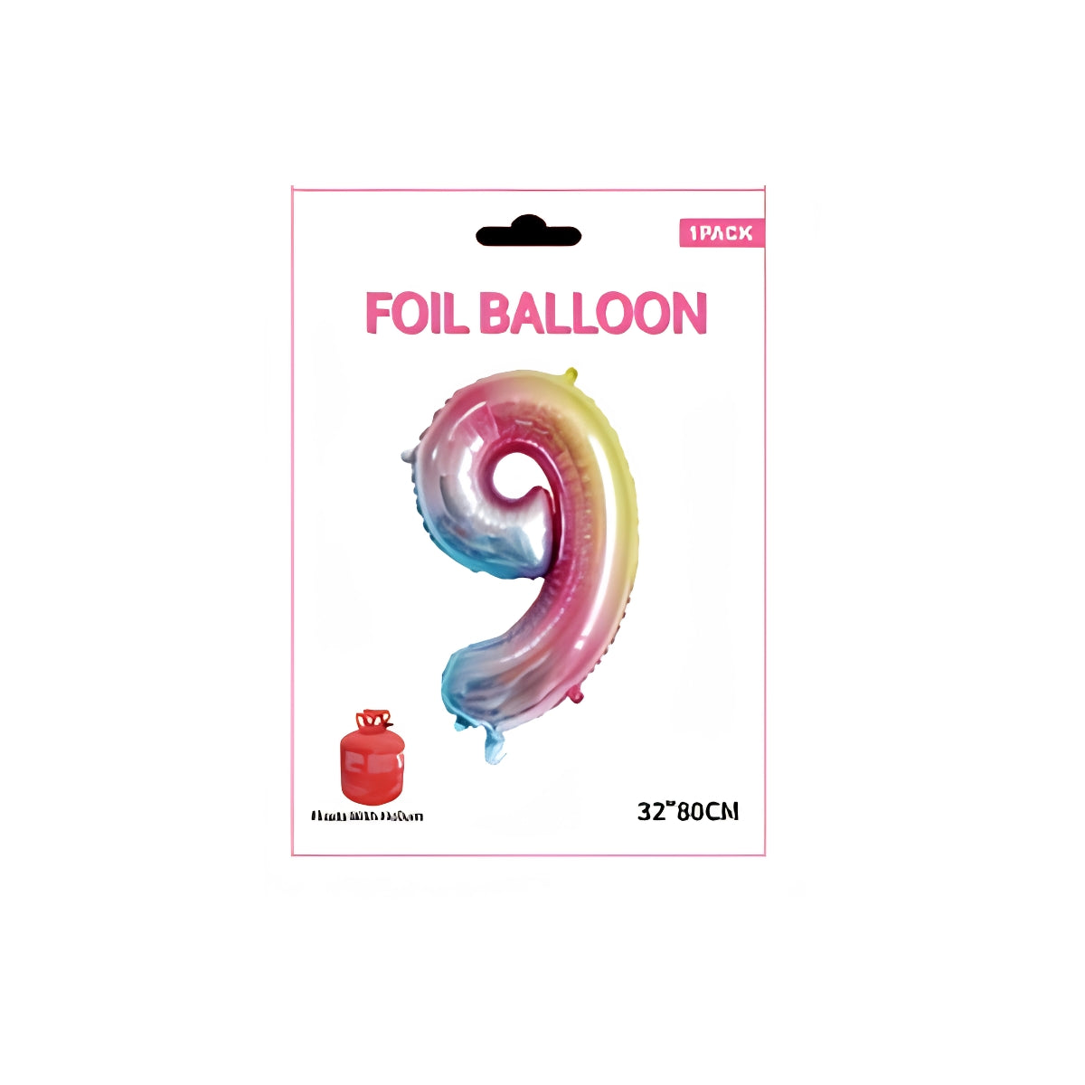 Rainbow Number 9 Foil Balloon 32 Inch