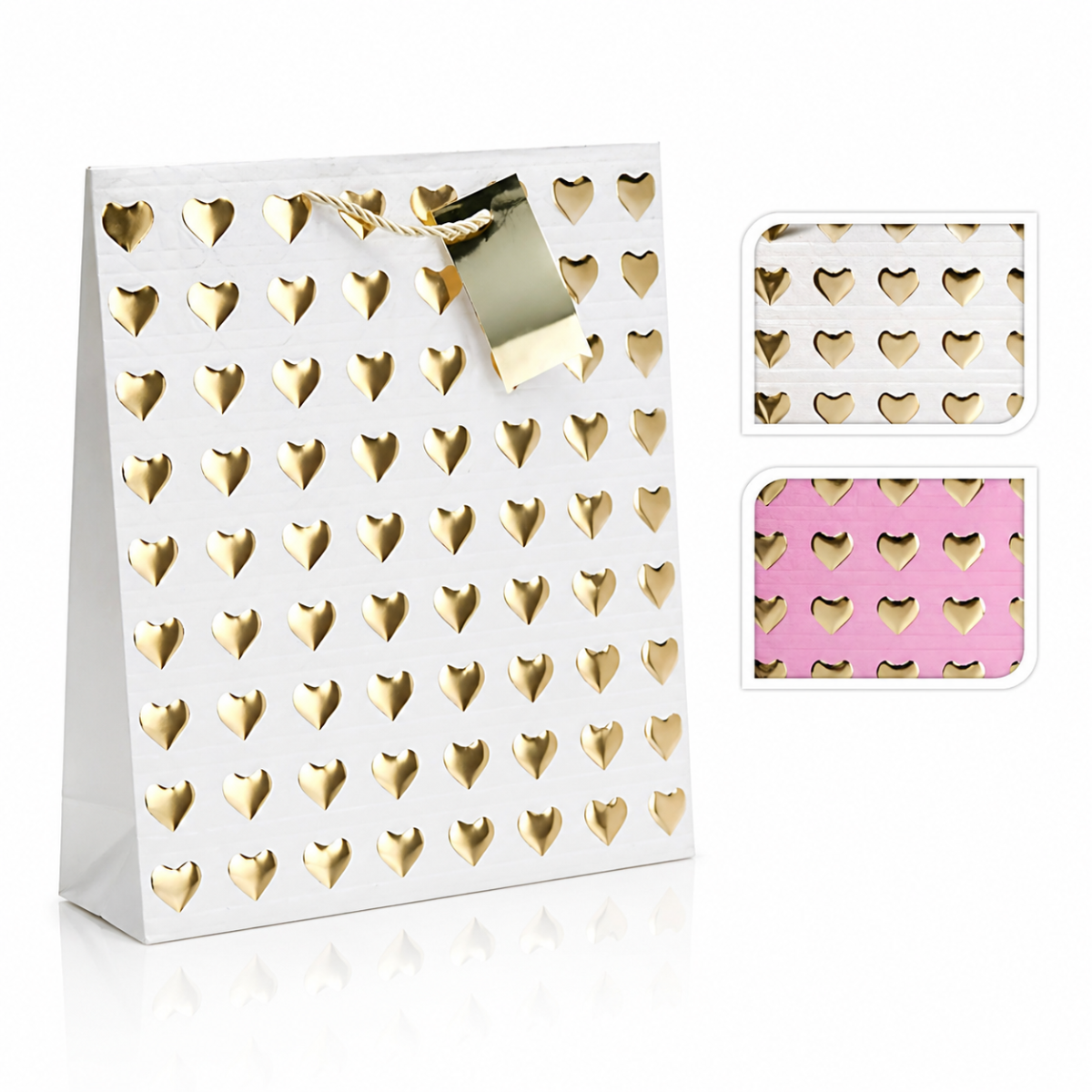Gift Bag Large Foil Heart 23x18x10cm