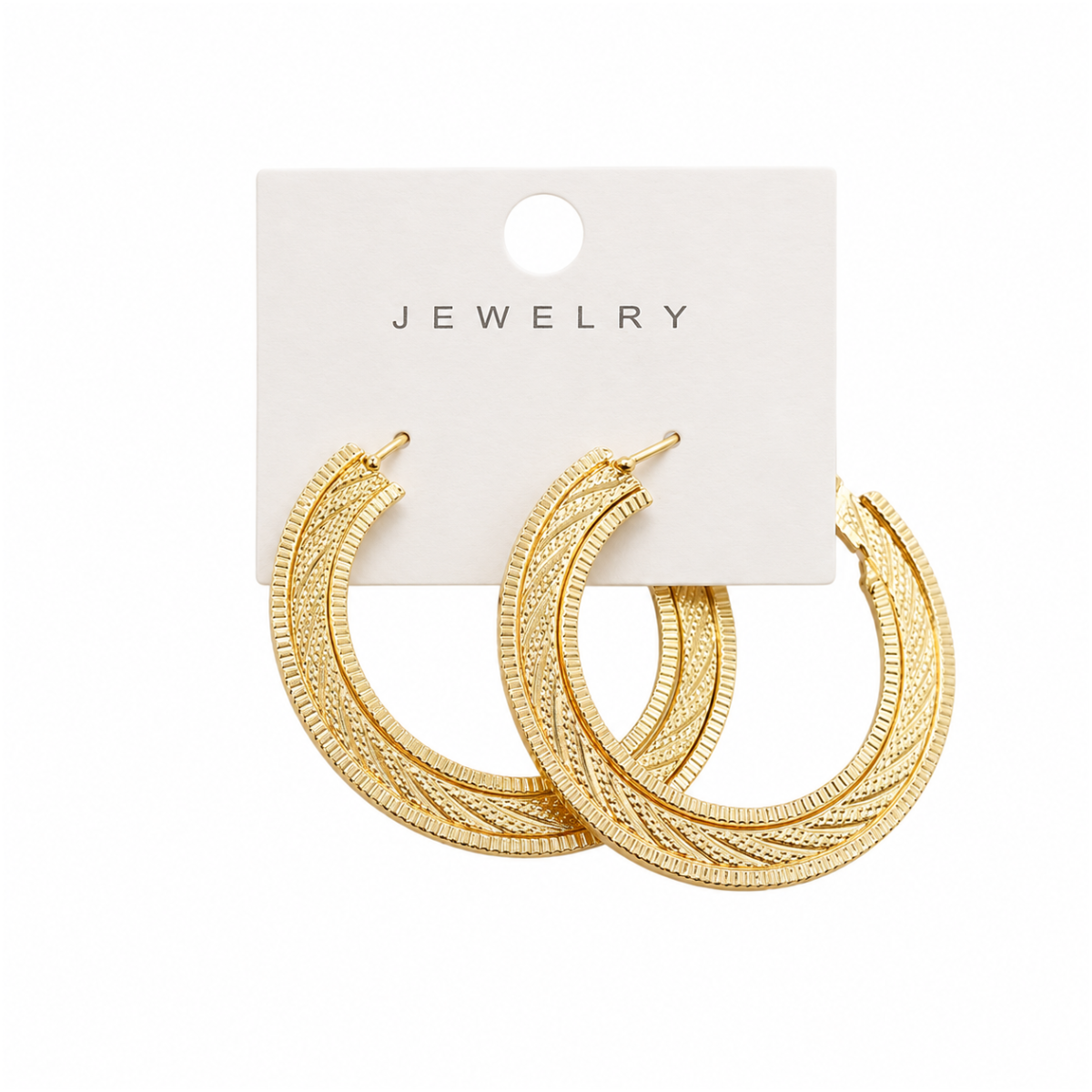 Gold textured hoop earrings fashion jewellery for women