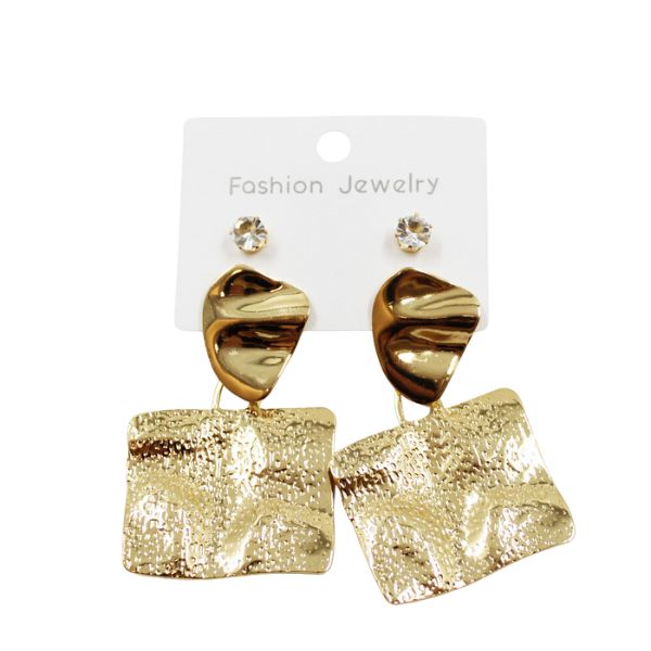 Gold textured abstract drop earrings fashion jewellery for women