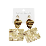 Gold textured abstract drop earrings fashion jewellery for women