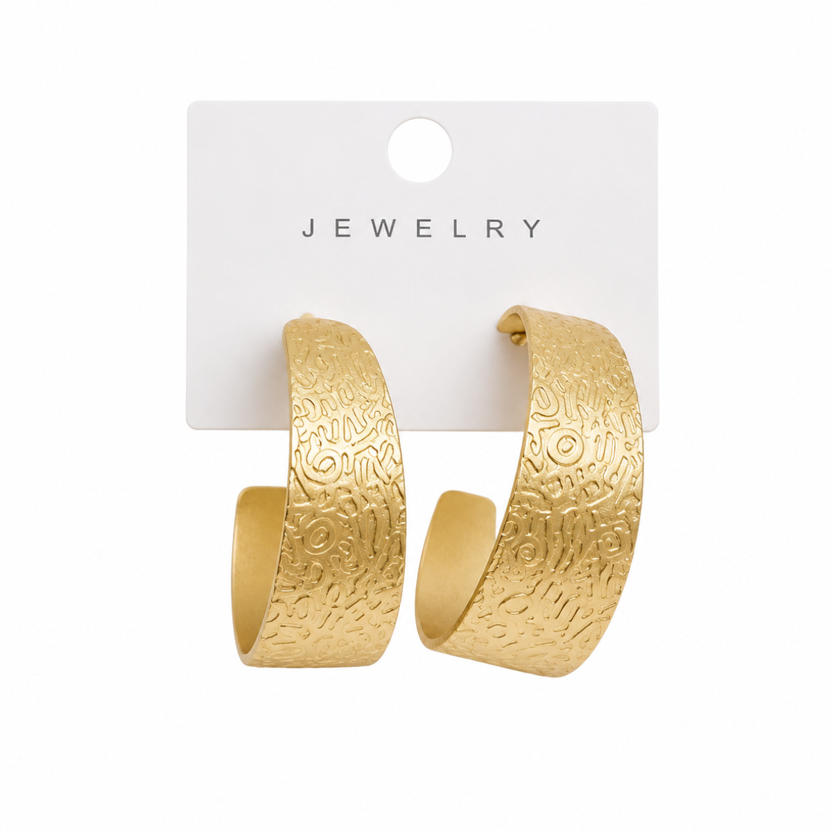 Gold Textured Hoop Earrings –  1 Pair Fashion-Day Jewellery