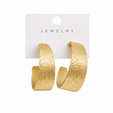 Gold Textured Hoop Earrings –  1 Pair Fashion-Day Jewellery