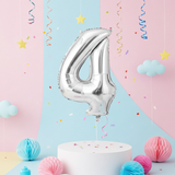 Silver Number 4 Foil Balloon 32 Inch