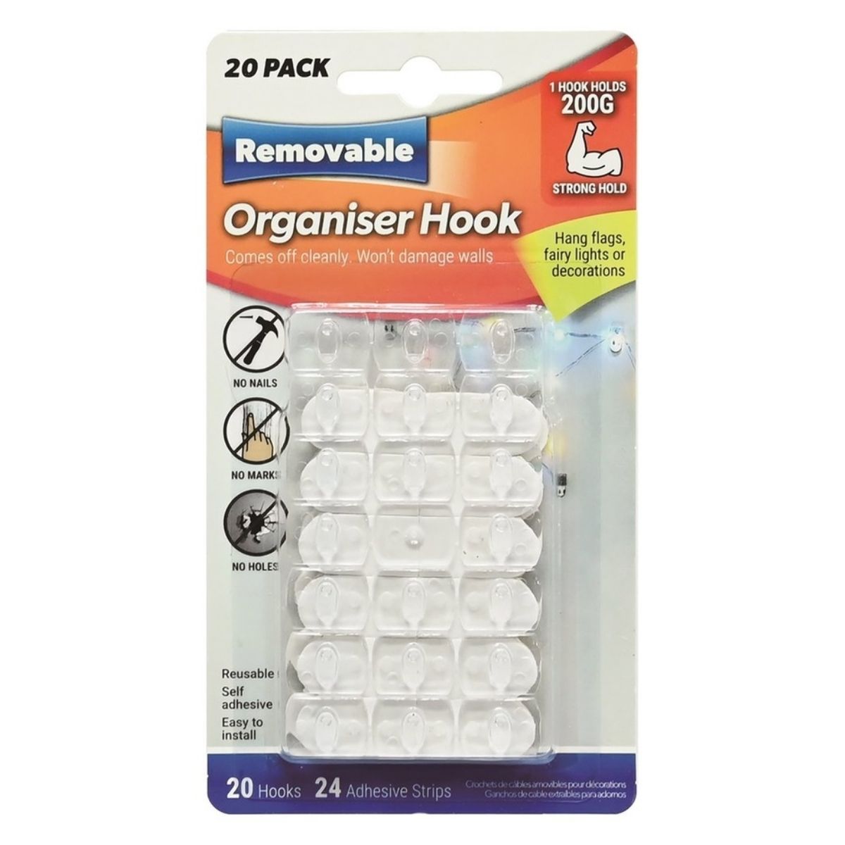 Mini Light Organiser Clips Removable 20pk