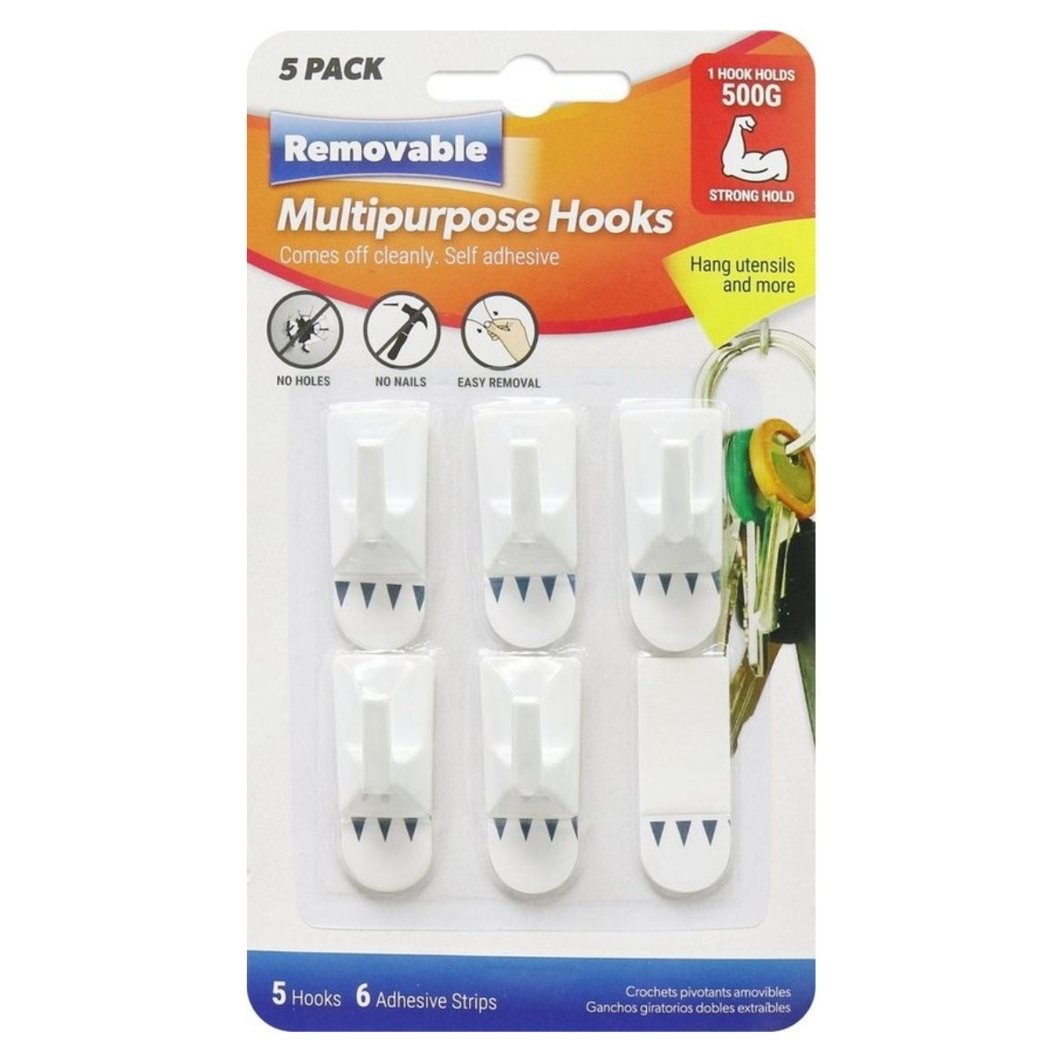 Stick on Removable Hooks 5pk