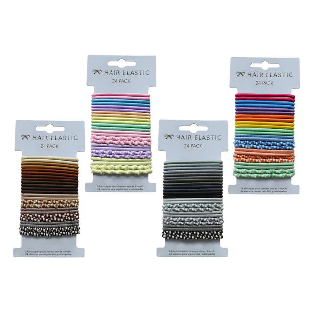 24 pack assorted colourful hair elastics for women and girls