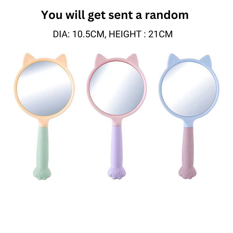 Hand Held Mirror - Cat Design Round