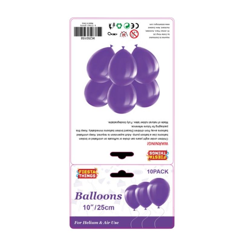 10pc Balloons 25cm - Purple