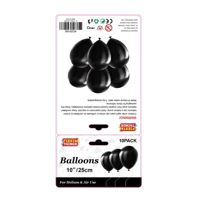 10pc Balloons 25cm - Black