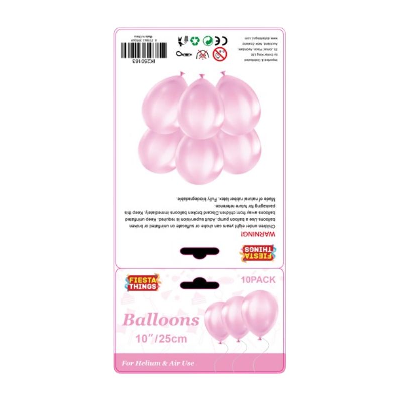 10pc Metallic Balloons 25cm - Pink