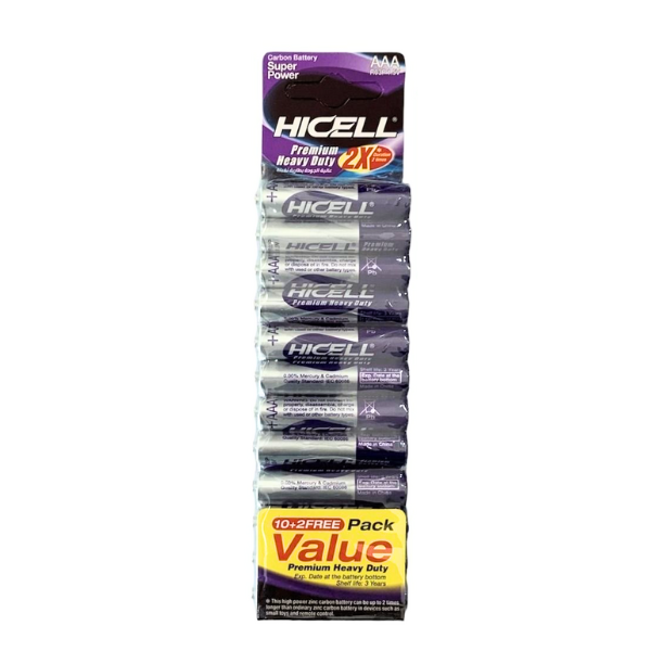 HICELL Premium Heavy Duty Battery - AAA 12pc