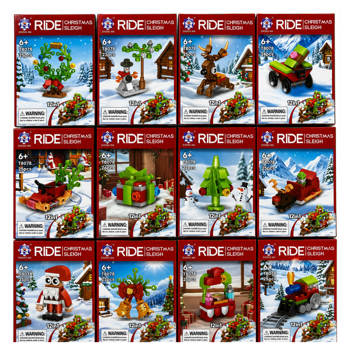 Christmas Sleigh Mini Building Blocks Toy