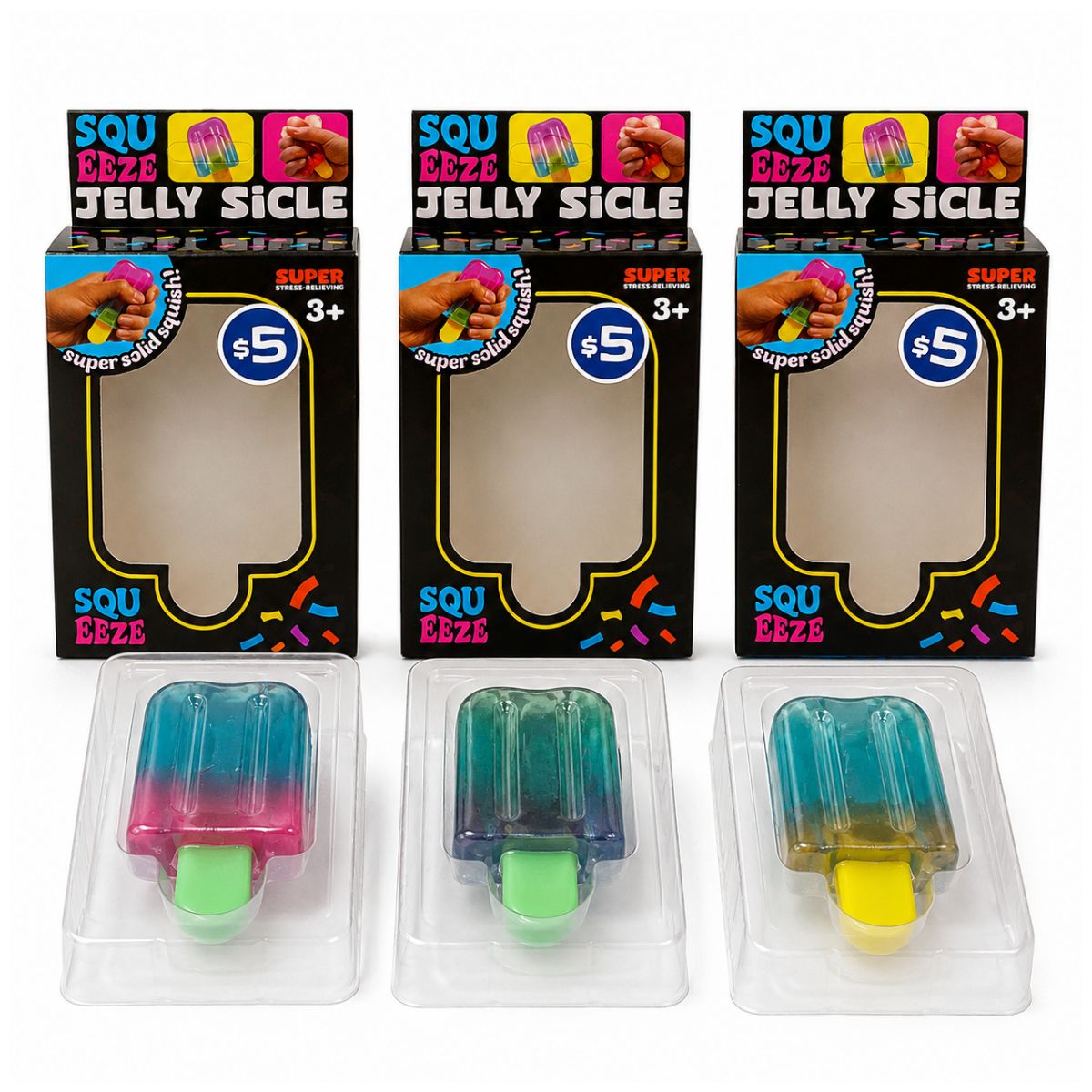 Jelly Popsicle Squishy Boxed PDQ Stress Toy