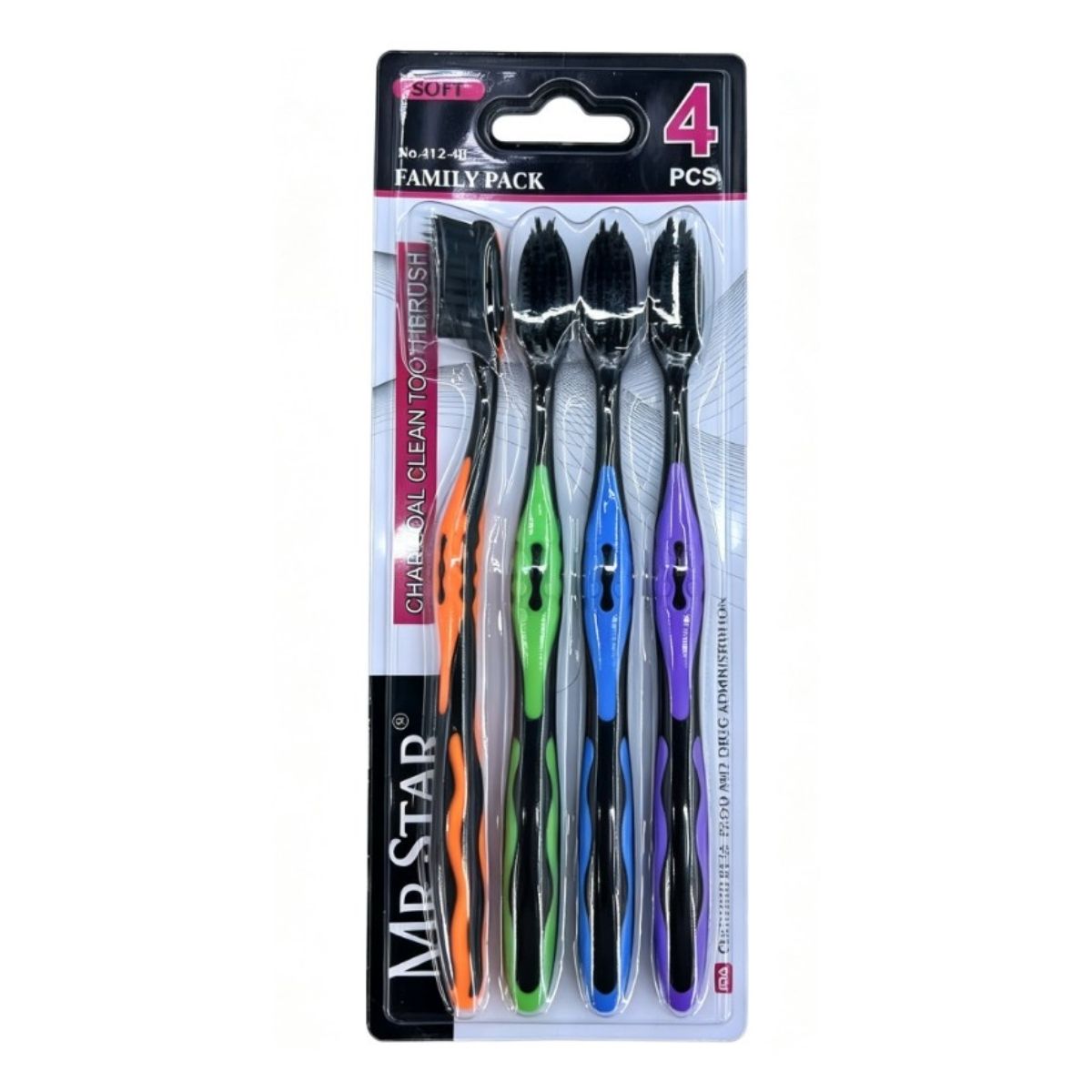4-Pack Charcoal Toothbrush Set