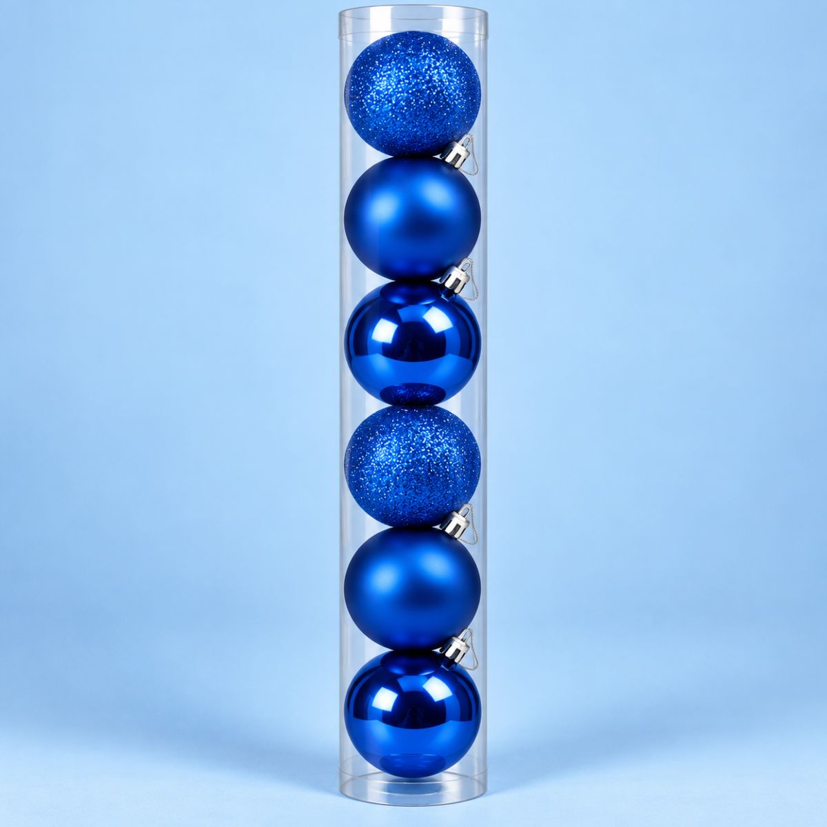 Baubles in Tube 6pc 70mm - Blue