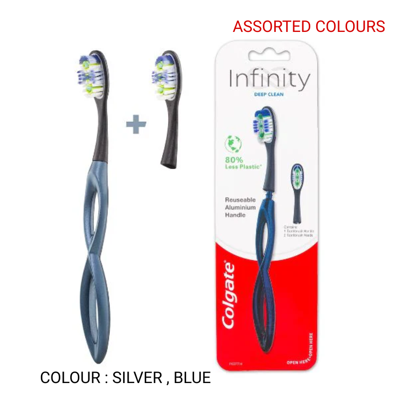 COLGATE TOOTHBRUSH INFINITY DEEP CLEAN REUSABLE ALUMINIUM HANDLE