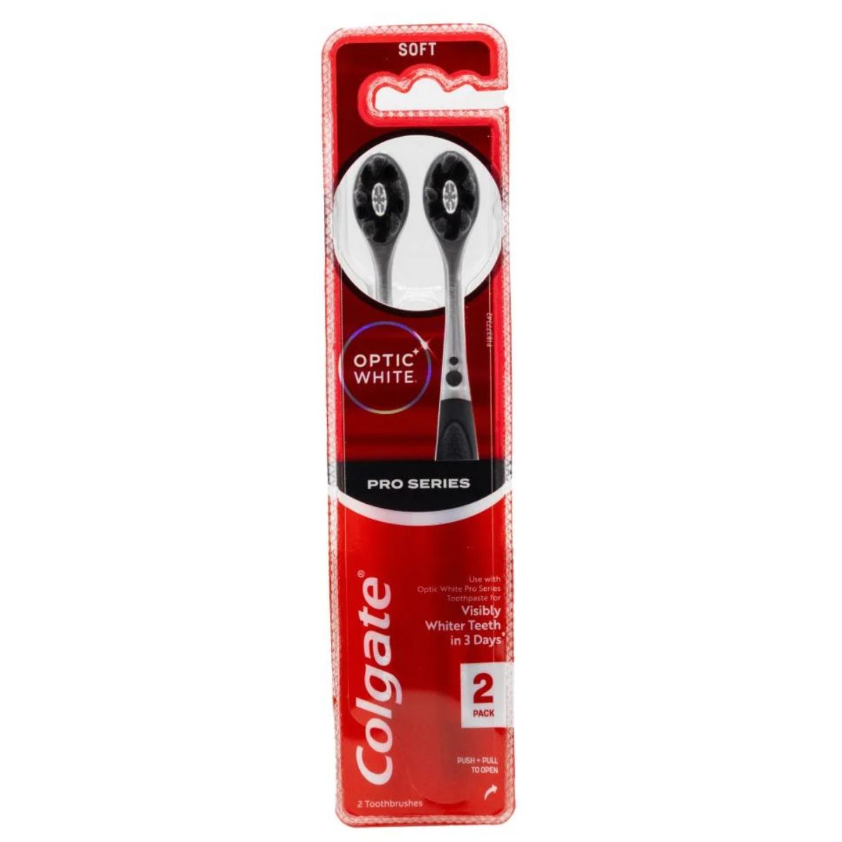Colgate Optic White Pro Series Soft Toothbrush – 2 Pack, Assorted Colours
