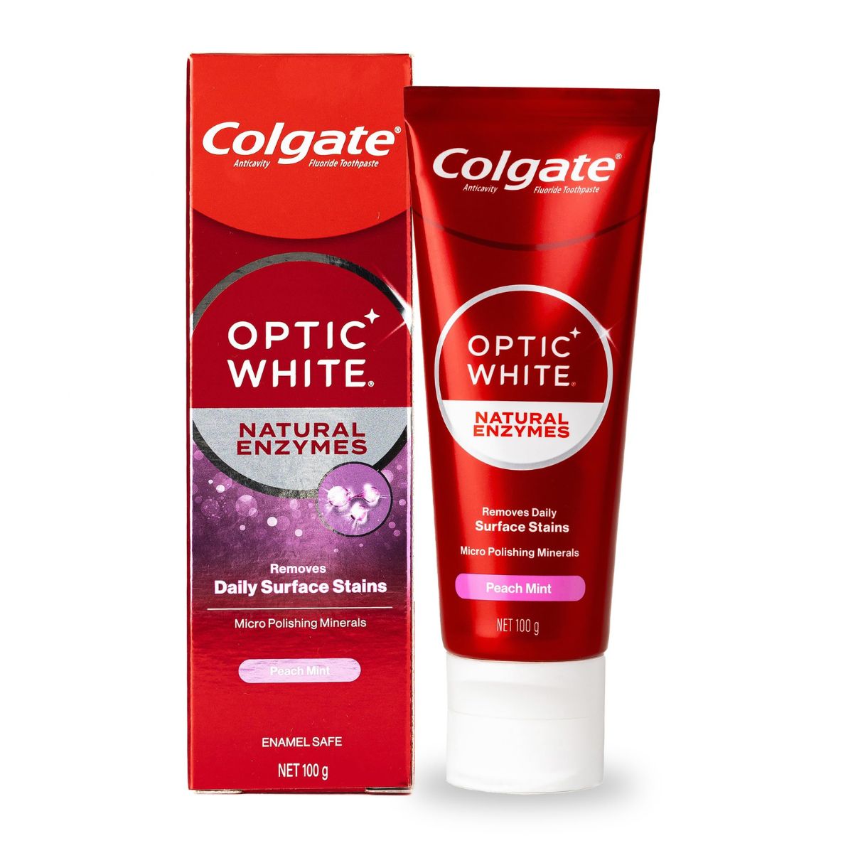 Colgate Optic White Natural Enzymes Toothpaste Peach Mint 100g