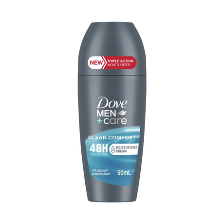 DOVE 50mL ROLL ON ANTIPERSPIRANT MEN + CARE 48H PROTECTION CLEAN COMFORT