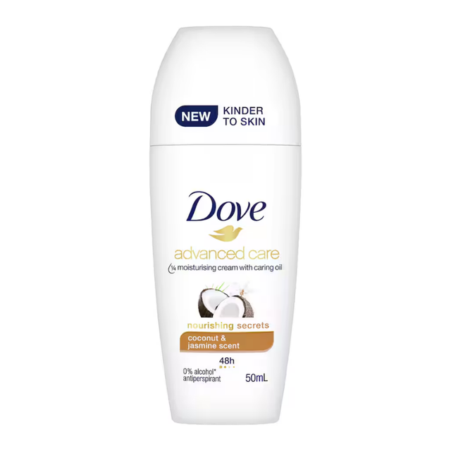 DOVE 50mL ANTIPERSPIRANT ADVANCED CARE 1/4 MOISTURISING CREAM WITH CARING OIL NOURISHING SCENTS COCONUT AND JASMINE SCENT