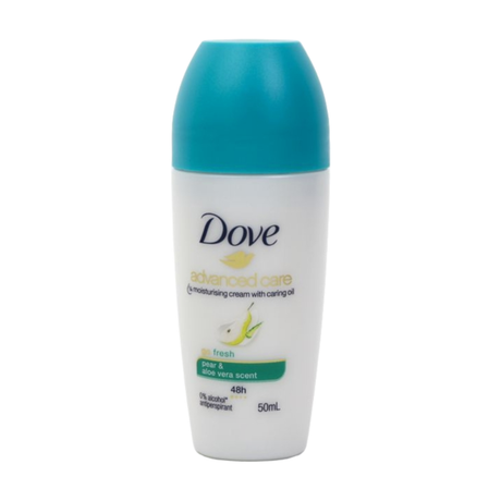 DOVE 50mL DEODORANT ROLL ON ADVANCED CARE 48H GO FRESH PEAR AND ALOE VERA SCENT