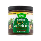 AIRALL 226g AIR FRESHENER SOLID 3 IN 1 ODOUR ELIMINATOR INFUSED WITH ESSENTIAL OILS EVERGREEN