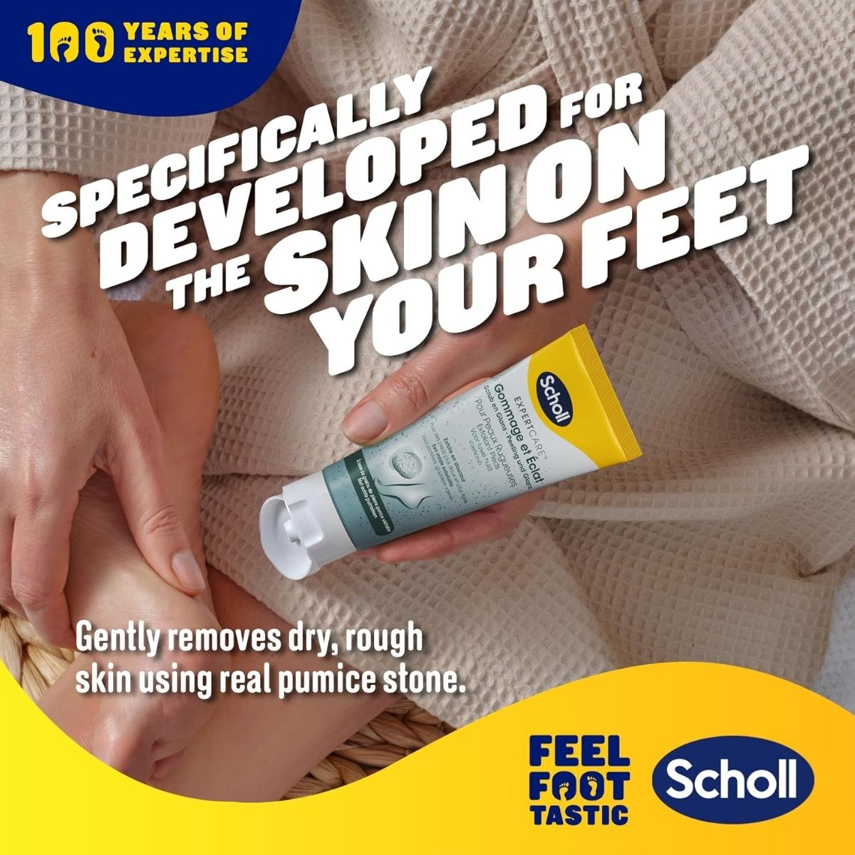 Scholl Expert Care Polish & Glow Foot Scrub 75mL – Volcanic Pumice