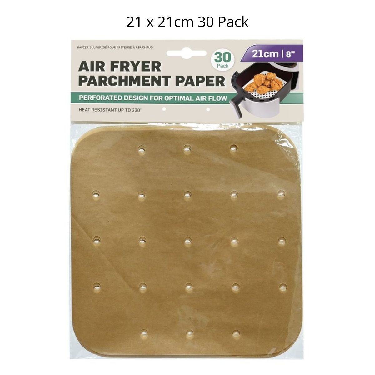 Air Fryer Parchment Paper 21 x 21cm 30 Pack