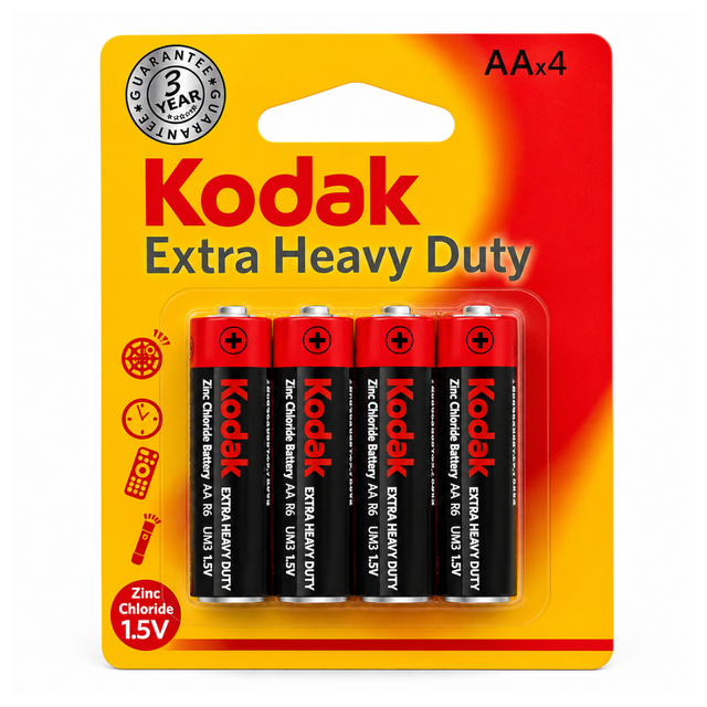 Kodak Heavy Duty AA batteries 4 pack for household electronics