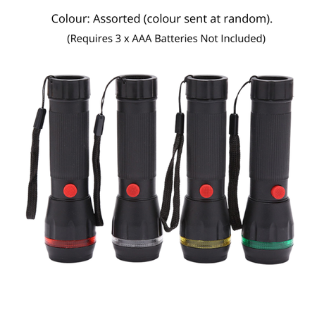 Battery operated LED torch flashlight for camping and emergency use