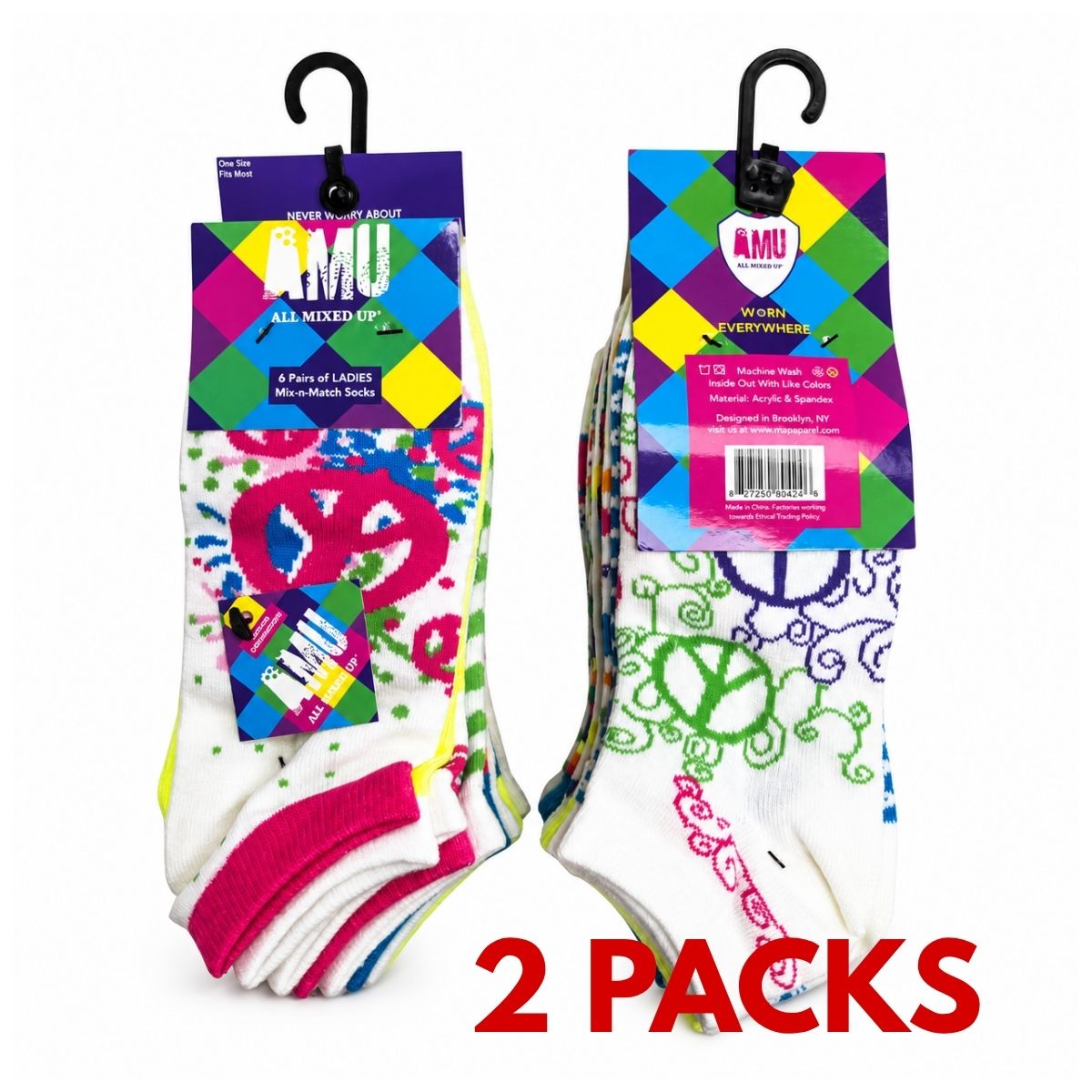 6 Pairs Ladies Mix-n-Match Socks – One Size Fits Most(2 PACKS)