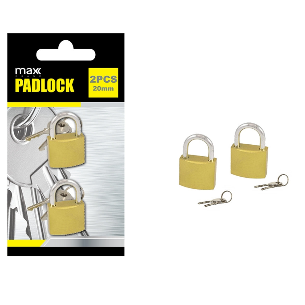 MAX Brand Brass Pad Locks20mm x2's