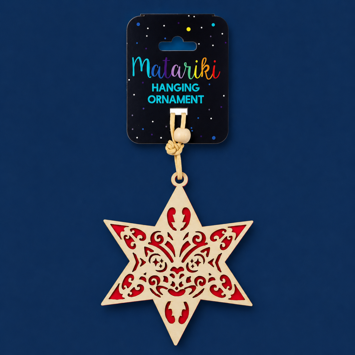 Matariki Hanging Star Ornament Wood + Acrylic