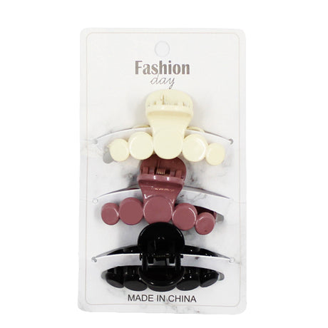 3 piece matte 5 circle hair clips set in neutral colours