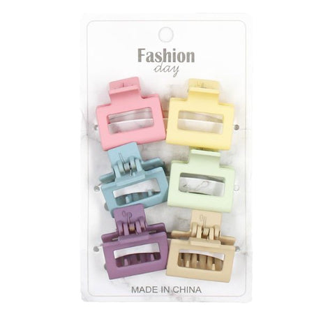 6 piece matte pastel hair clips set for women and girls