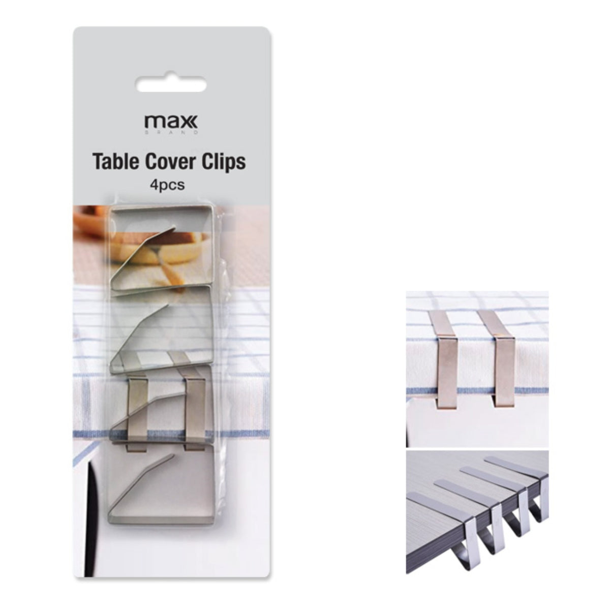Max Brand Stainless Steel Table Cloth Clips 4’s