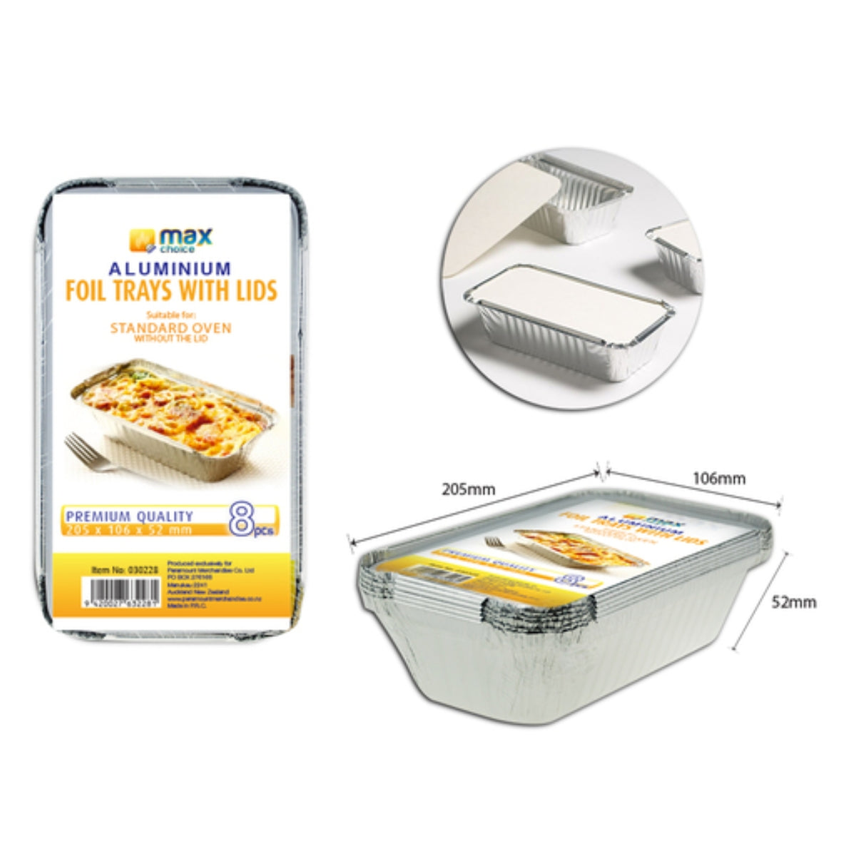 Max Choice Small Foil Container w/Lid 204x114x55m
