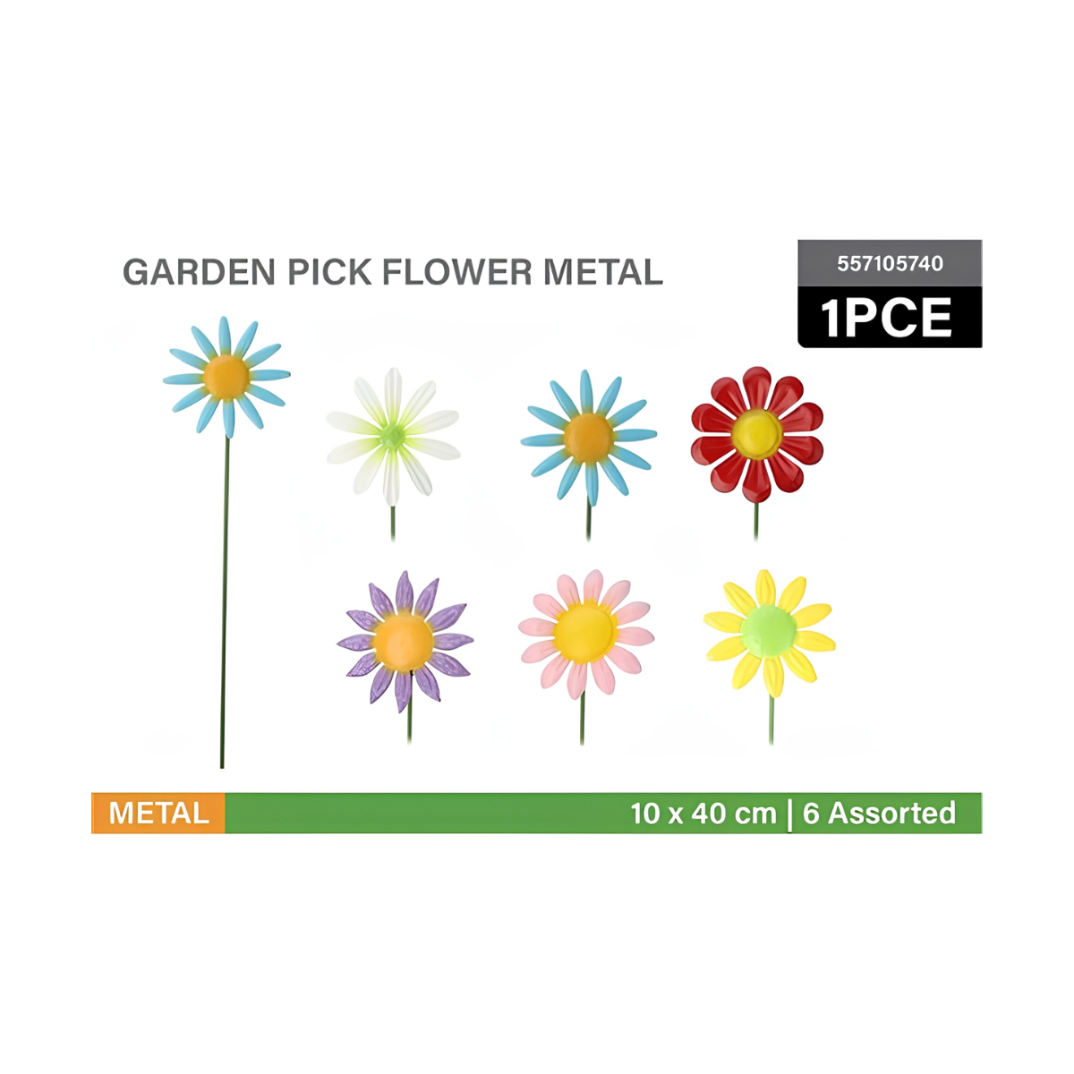 Metal Flower Garden Pick 40cm