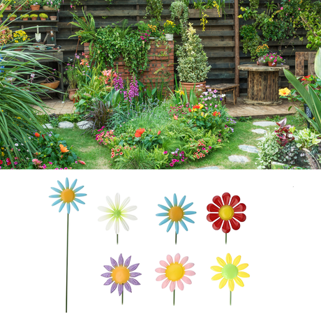 Metal Flower Garden Pick 40cm