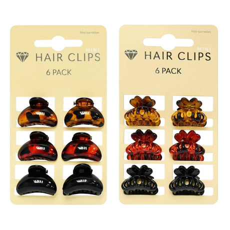 Mini hair clip 6 pack assorted colours for girls and women