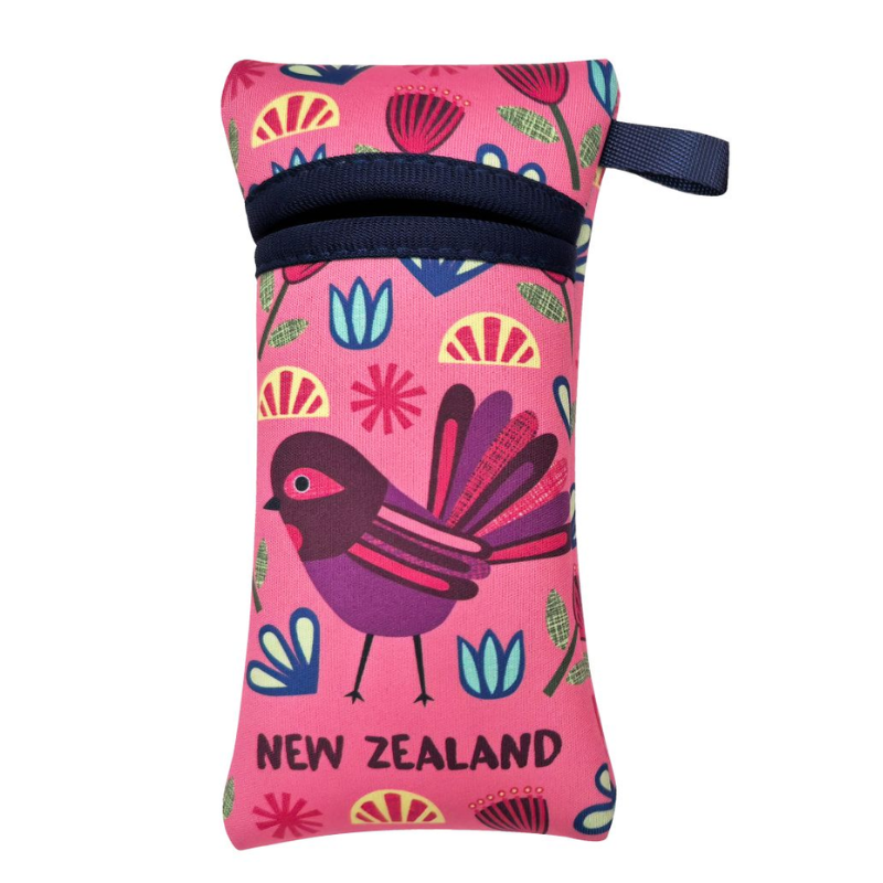 New Zealand Fantail neoprene sunglasses case 17.5cm x 8.5cm