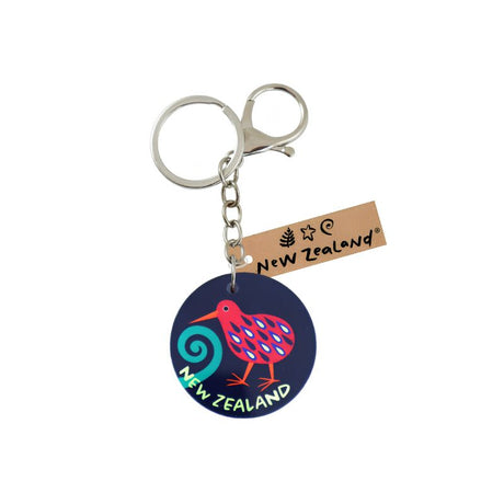 New Zealand wildlife keyring with clip 45mm featuring Pukeko Tui Fantail Kakapo Kingfisher and Kiwi designs