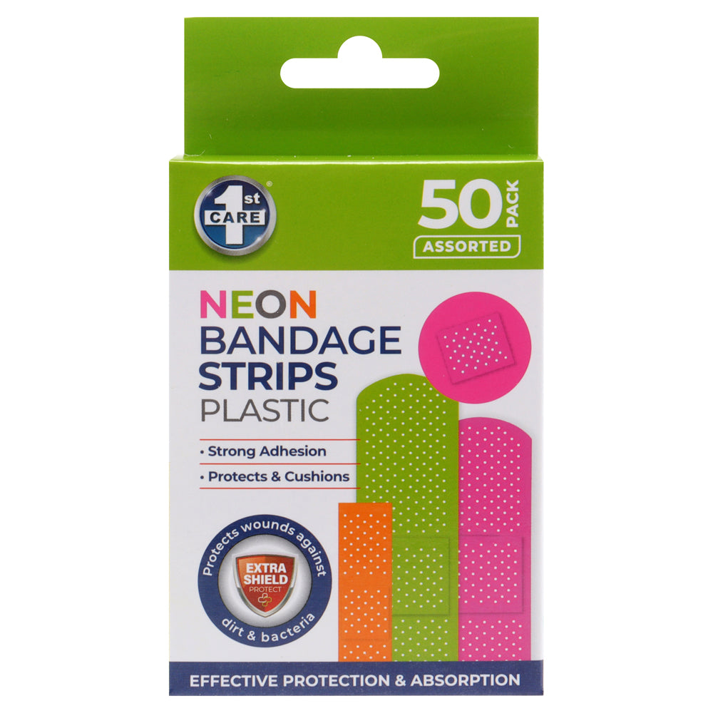 Neon Bandage Strips 50pk – Assorted Sizes