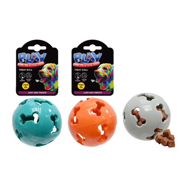 Pet Treat Ball 8cm 3 Assorted