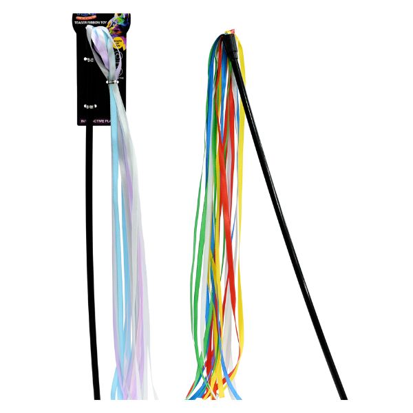 Cat Teaser Ribbon Toy 47cm 2 Assorted
