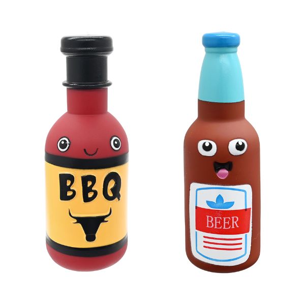 Pet Squeaky Bottle Toy 16.5 x 5cm Vinyl 3 Assorted