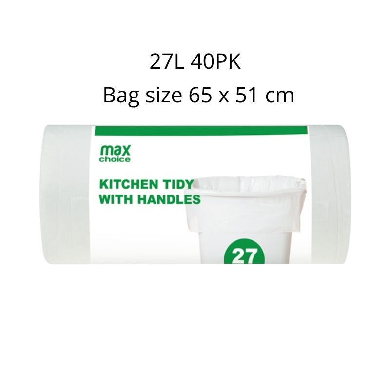 Max Choice Kitchen Tidy Bags with Handles 27L 40PK