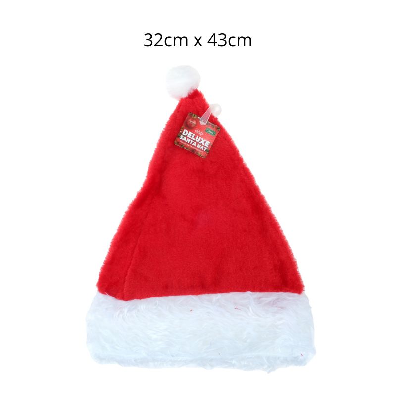 Hat Santa Deluxe Adults 32cm x 43cm Red/White